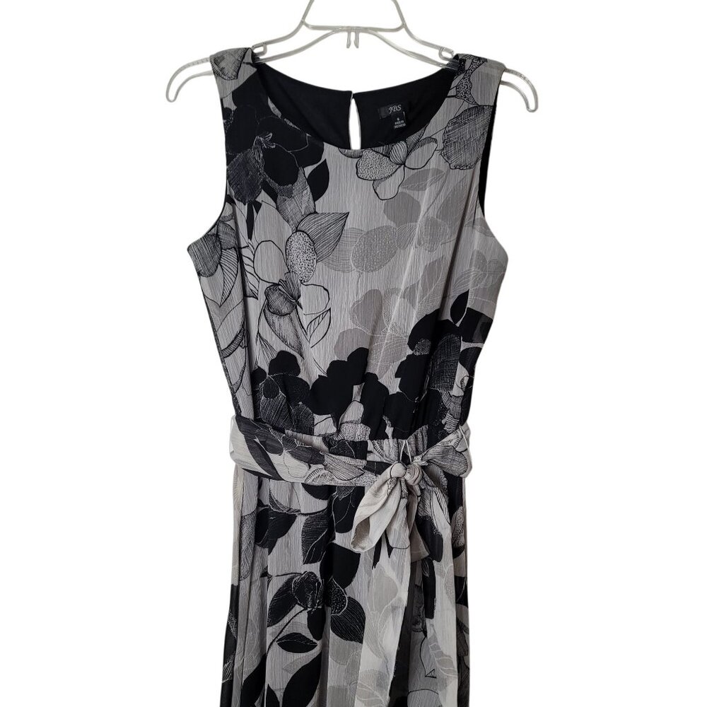 J.B.S.  Womens Floral Sleeveless Tea Lenght Dress Size M Black & Gray - Picture 2 of 11